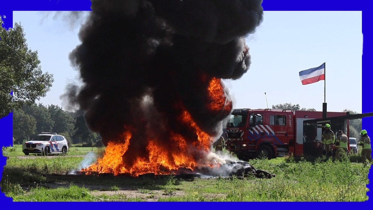 🚨 Net terug van rijtraining… direct alarm voor enorme brand bij boerenprotest 🔥🚒