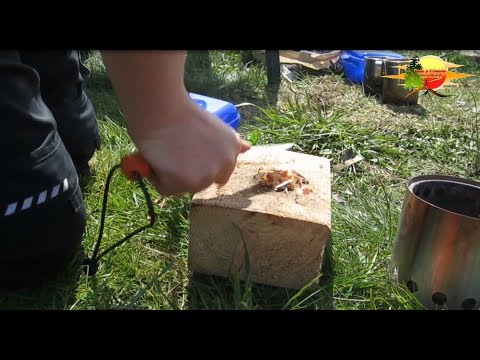 Feuererzeugung mit Kienspan (Mayastick) und Mischmetallstab - Fire with Fatwood and firesteel Teil 3