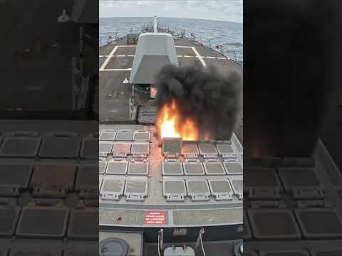 Arleigh Burke Class Guided Missile Destroyer USS Bulkeley (DDG-84) Fires a Ballistic Missile (SM-3)
