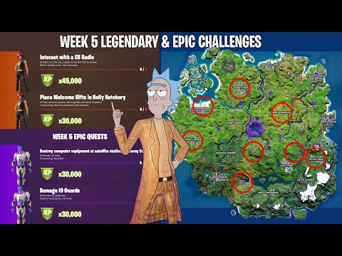 ALL WEEK 5 CHALLENGES! Full Guide for Legendary & Epic Quests. Alien Nanites?! [Fortnite Season 7]