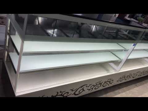 Blue stone stainless steel,glass bakery display l shaped cou...