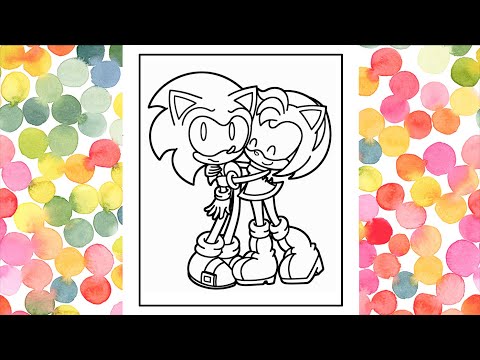 Coloring Pages Sonic The Hedgehog & Amy Rose / Amy Rose hugging Sonic Coloring Page
