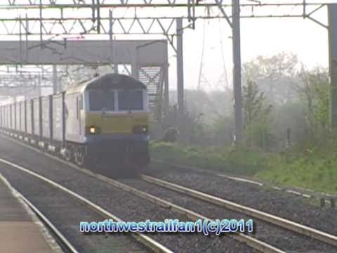Stobart rail livery class 92017 was working the(4s43)tesco express at acton bridge on the 22/04/2011