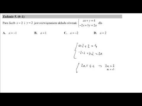 Matura podstawowa z matematyki maj 2019 zadanie 5 Para liczb x=2 i y=2 jest rozwiązaniem układu