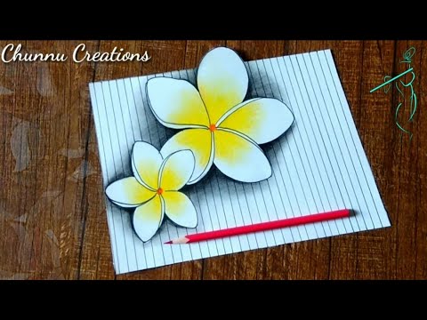 how to draw 3d Frangipani flower..||Plumeria...