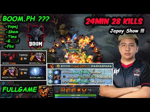 Yopaj SHOW  - 1 Kill Per Min BOOM Esport Stack in Ranked (Japoy Fbz Tims Skemberlu) Dota 2 Fullgame
