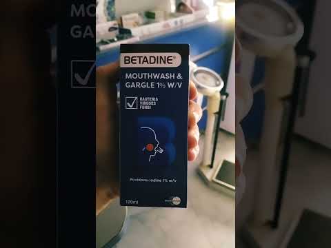 Betadine gargle غرغره بيتادين otc sore throat community pharmacy tonslitis التهاب الحلق