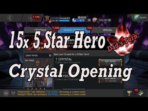 15x 5 Star Hero Crystal Opening - Marvel Contest of Champions
