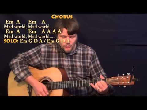 Mad World (Tears for Fears) Strum Guitar Cover Lesson in Em with Chords/Lyrics #madworld #guitar
