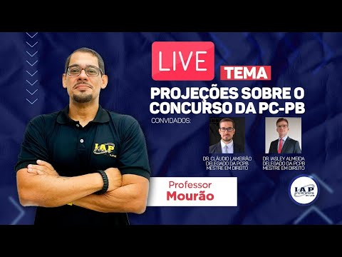 Banner de capa do material gratuito LIVE: PROJEÇÕES SOBRE O CONCURSO DA PC-PB.