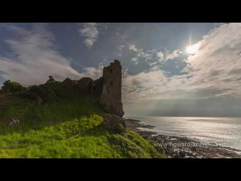 Time lapse of sunbeams over Dunure castle, Ayrshire coast , Scotland