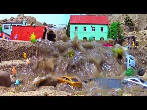 Flash Flood And Massive Dam Failure Near Town - Diorama Dam Breach Movie