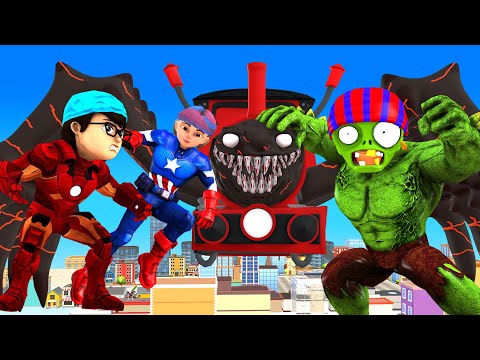Super hero Nick Ironman Protect City Vs CHOO-CHOO CHARLES Monster - Scary Teacher 3D Hero Animation