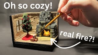Cozy Christmas diorama with working fireplace!