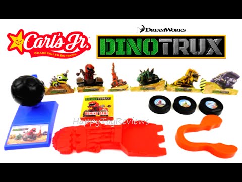 2016 DREAMWORKS DINOTRUX CARL'S JR. HARDEE'S NETFLIX SET OF 4 KIDS MEAL TOYS COLLECTION REVIEW Video