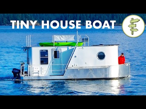 Boat Builder's AMAZING Modern Tiny House Boat - Full Tour