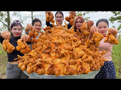 Amazing cooking deep fried chicken and stir fried rice recipe