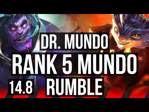 DR. MUNDO vs RUMBLE (TOP) | Rank 5 Mundo, 800+ games, 12/3/6, Dominating | EUW Grandmaster | 14.8