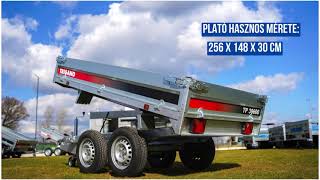 Új fékes Trigano (2500 kg) billenő platós - kézipumpás utánfutó csak 1.799.000 Ft