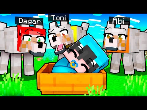 Bebé Nacho es Adoptado por una FAMILIA de LOBOS en Minecraft!