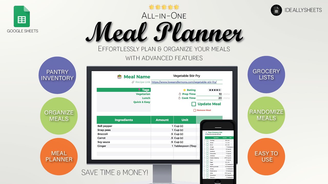 How to Weekly Meal Plan & Prep | All-in-One Meal Planner Template for Google Sheets
