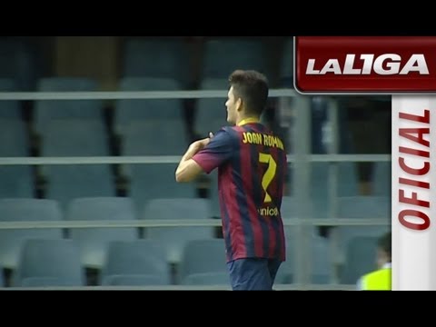 Gol de Joan Román (1-0) en el FC Barcelona B - CD Lugo - HD