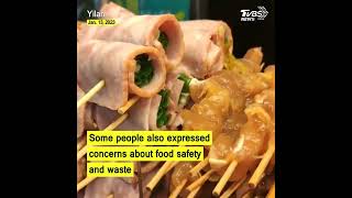 Download lagu Giant stack of skewers at an Yilan night market goes viral #shorts @tvbsworldtaiwannews mp3