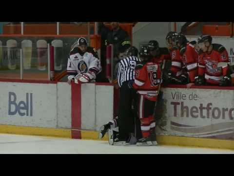 Mise en échec dangeureuse de Christophe Losier sur Keven Robert