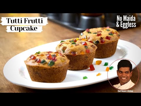 No Maida & Eggless Tutti Frutti Cupcake Recipe in Tamil | CDK #365 | Chef Deena's Kitchen