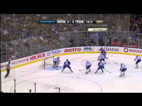 Gustavsson Loses Glove & Makes Save - Jets @ Leafs - 01/05/2012