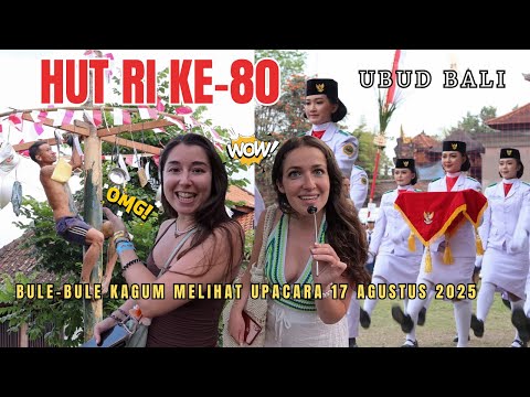 Foreigners Enthusiastically Witness the Lowering of the Indonesian Flag and the Palm Tree Climbin...