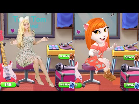 Cute girl Imitate Singing With Angela - My Talking Angela 2 In Real Life