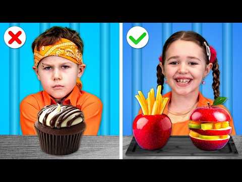 Chica Buena 👍 VS Chico Malo 👎 En La Cárcel⛓️ || Los Mejores Trucos De Crianza Divertidas