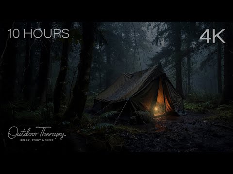 Rain on a Canvas Military Tent | No Thunder, No Mid-Roll Ads • Pure Rain for Sleep & Relaxation