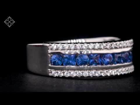 1CT SAPPHIRE AND DIAMOND ETERNITY RING 18KW GOLD VERSION - ASTERIA COLLECTION - FT98-UY