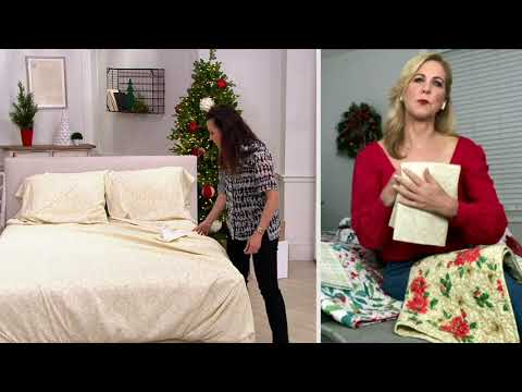 Home Reflections Holiday Motif Brushed Sheet Set on QVC