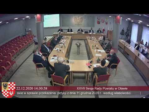 XXVII sesja Rady Powiatu w Oławie - 22.12.2020 r.
