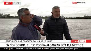 ⚠ EL RÍO URUGUAY CRECE Y CONCORDIA SE ACERCA A NIVEL DE EVACUACIÓN