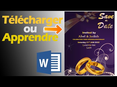 Carte d'invitation d'anniversaire marriage en OFFICE WORD: Apprenez ou bien téléchargez le modele