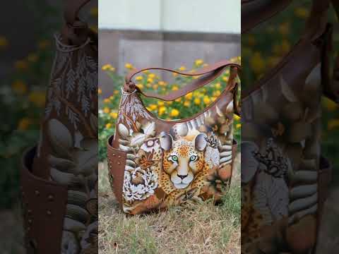 Cleopatra's Leopard Artwork | Hand-Painted Leather Bags by Anuschka