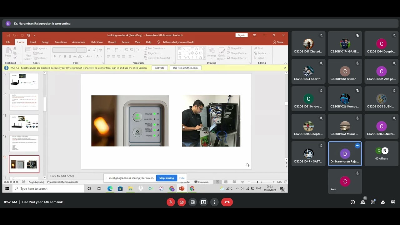 CSE 2nd yr 4th Sem, Computer Networks - 27/01/22