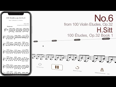 No.6 from 100 Violin Etudes, Op.32 | H.Sitt 【 Violin Sheet Music 】