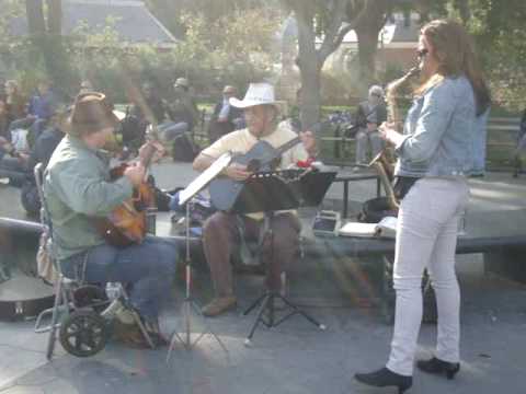 Street musicians at Washington Sq Park jamming