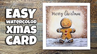 Let’s Paint a Watercolor & Colored Pencil Christmas Card! 🎨 Gingerbread Man Scene