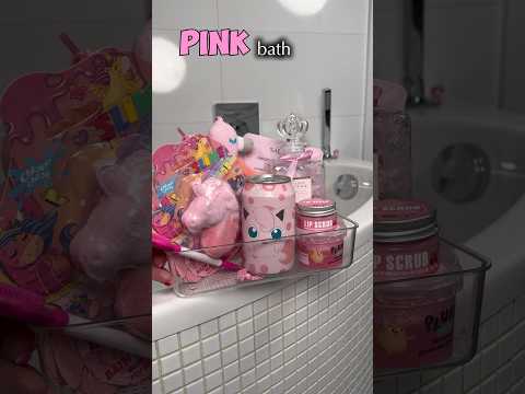 pink bath 🩷 What's next? #asmr #bathroutine #bathessentials #night #shorts #fyp #viral #bathtime