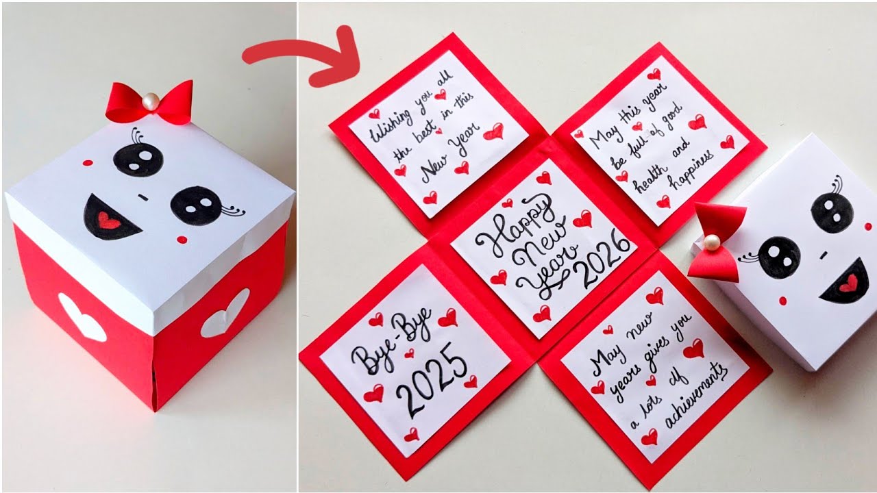 Diy happy new year gift box ideas 2026/ simple new year card ideas/ easy new year greeting cards/