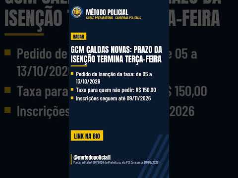 GCM Caldas Novas: isenção até terça | Radar Método Policial