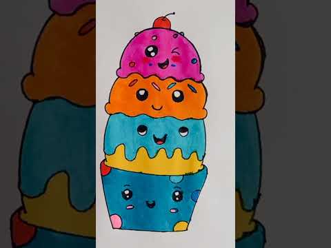 How to draw Cute Ice cream 🍨🍨🍨🍧🍧🍧 |Satisfying Creative Art 🤩😇 |#artwork |#icecream |#shorts 🤗🤗