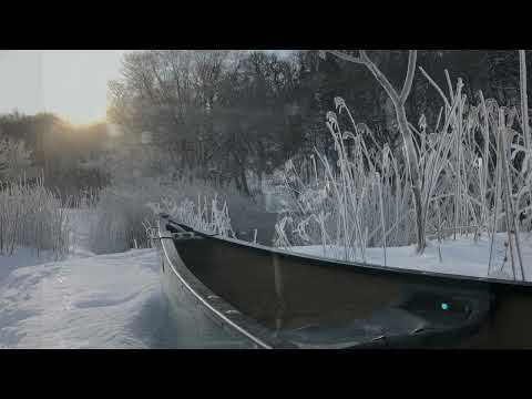 winter canoe chitose river　冬の千歳川カヌー