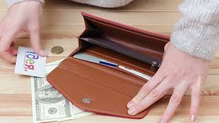 Кошелек женский из гладкой экокожи KIVI 19072 Ярко-розовый
